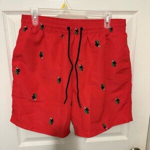 Tommy Hilfiger Swim Trunks Men's L Red Tucan Drawstring Mesh Brief